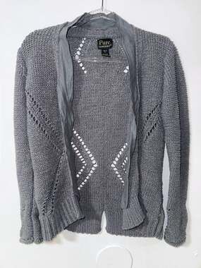 Pure Handknit Gray Open Front Cardigan Sweater Size XS/S